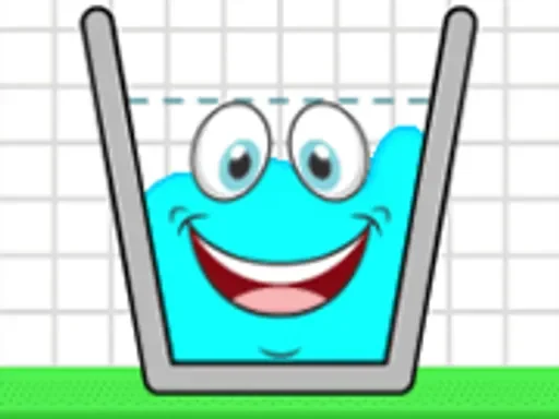 Happy Cups gameplay scene with cups, a faucet, and a dotted target line